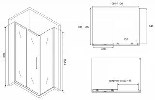 Душевой уголок ABBER Schwarzer Diamant 110x100см AG30110BH-S100B